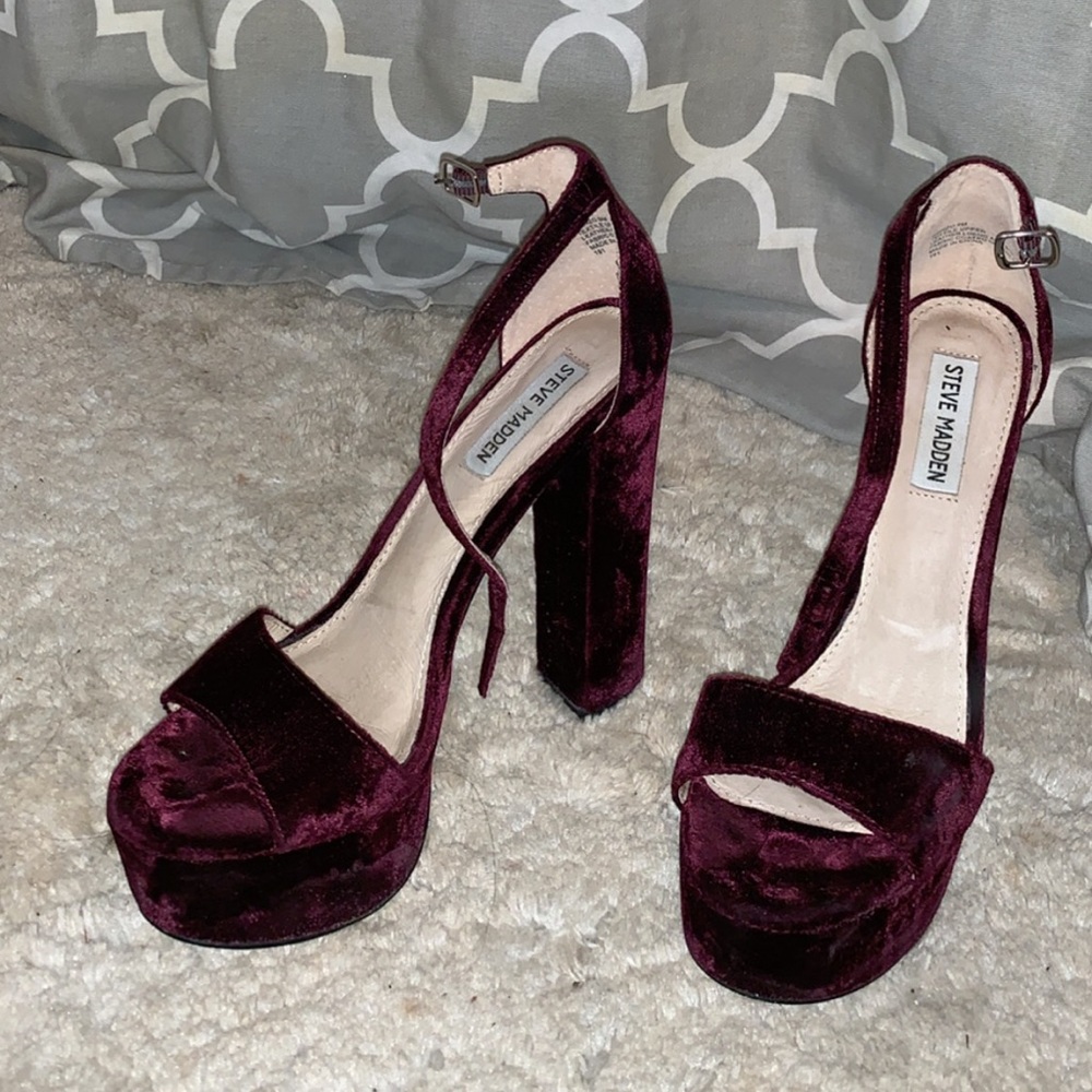 Steven Madden Red Velvet Platforms